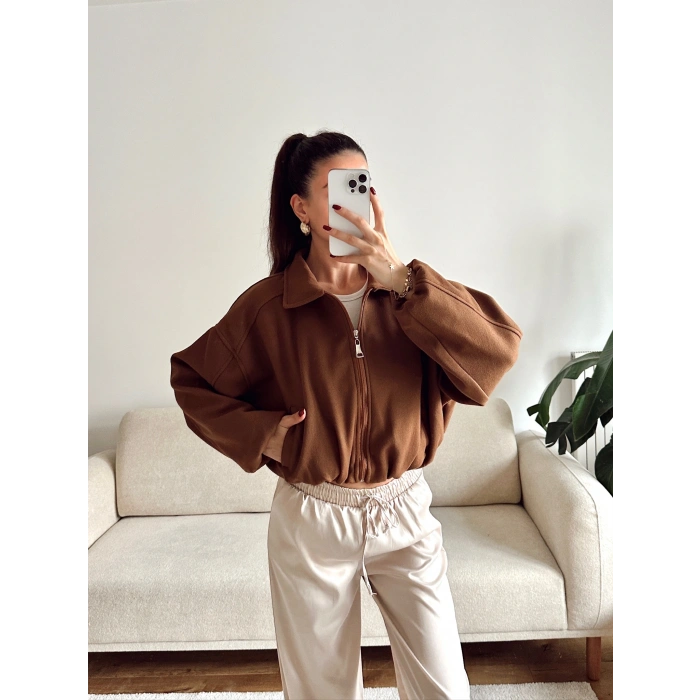 Oversize Kaşe Ceket - KAHVE