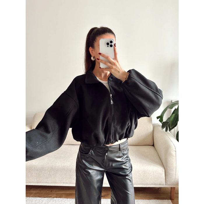 Oversize Kaşe Ceket - SİYAH