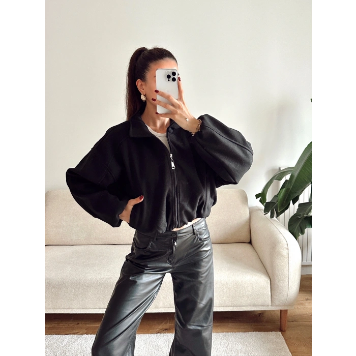 Oversize Kaşe Ceket - SİYAH