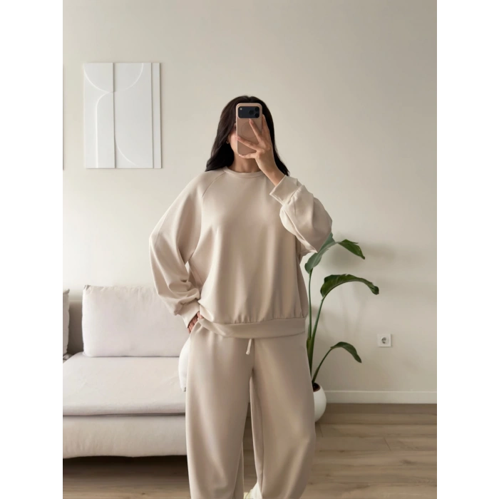 Oversize Modal İkili Takım - BEJ
