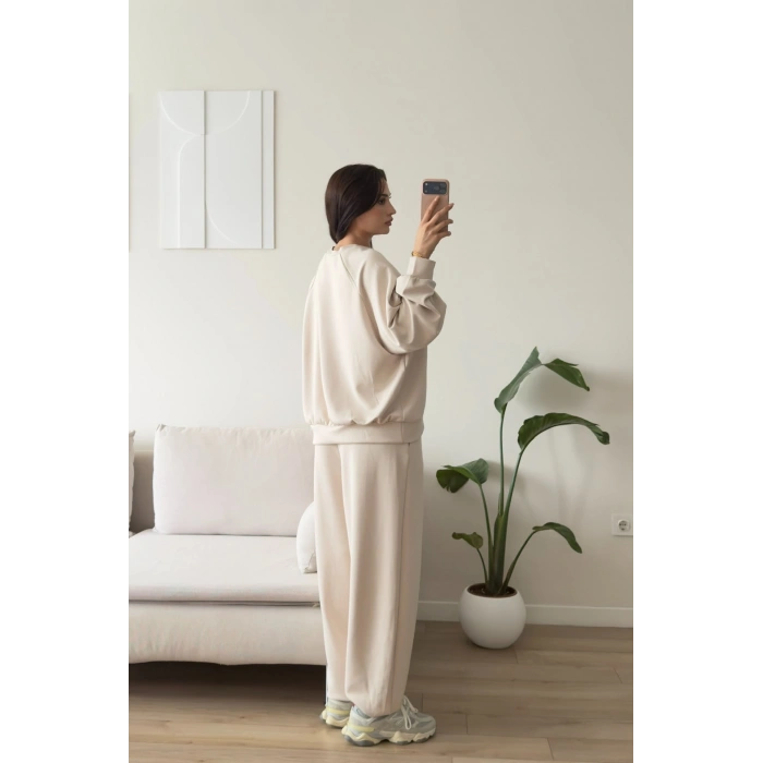 Oversize Modal İkili Takım - BEJ