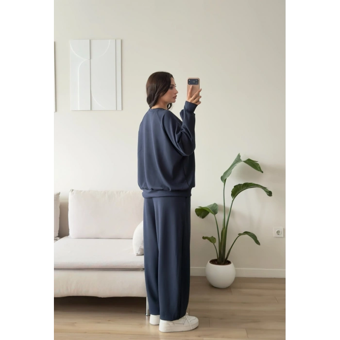 Oversize Modal İkili Takım - LACİVERT
