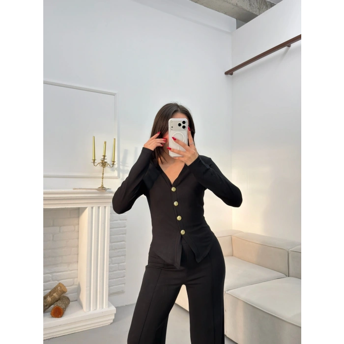 Oys Kumaş Düğmeli Takım - SİYAH