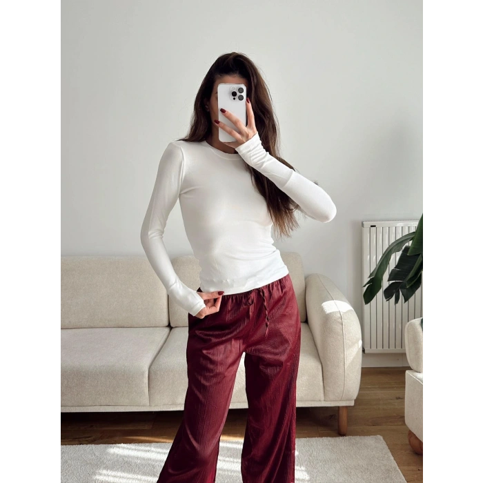 Parmak Geçmeli Basic Crop - BEYAZ