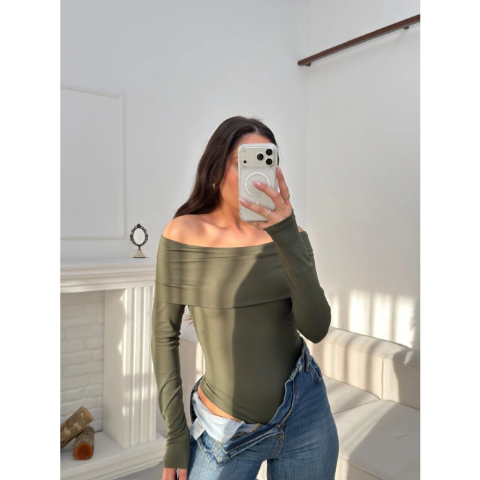 Parmak Geçmeli Madonna Bodysuit - HAKİ