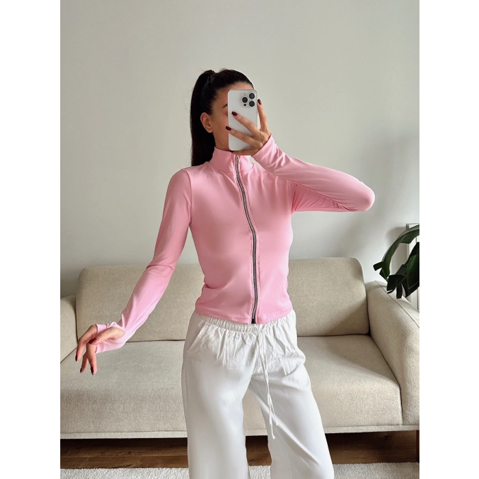 Parmak Geçmeli Sandy Ceket - PEMBE