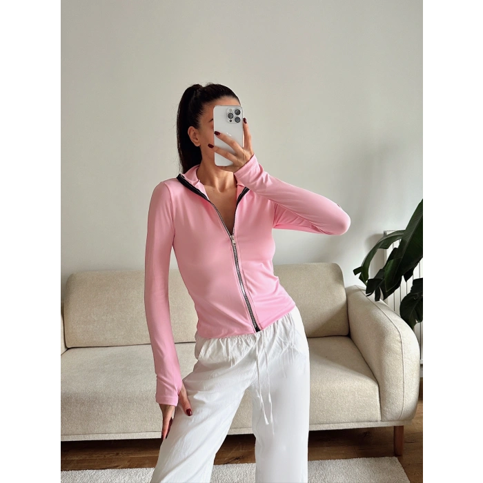 Parmak Geçmeli Sandy Ceket - PEMBE