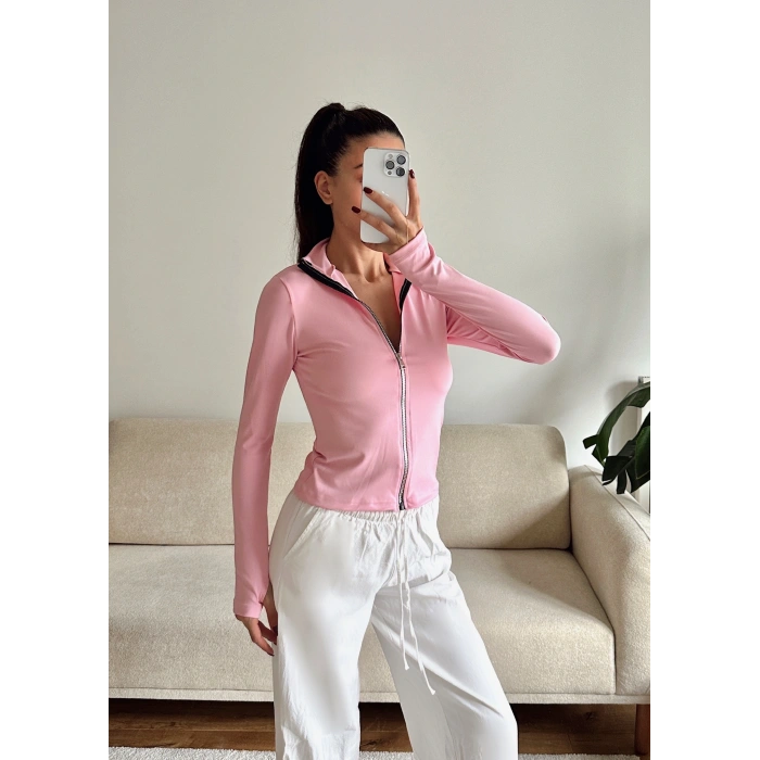 Parmak Geçmeli Sandy Ceket - PEMBE