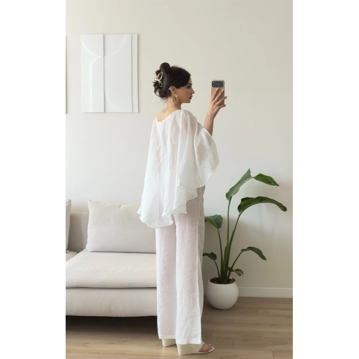 Pelerin Oversize Pareo Takım - BEYAZ