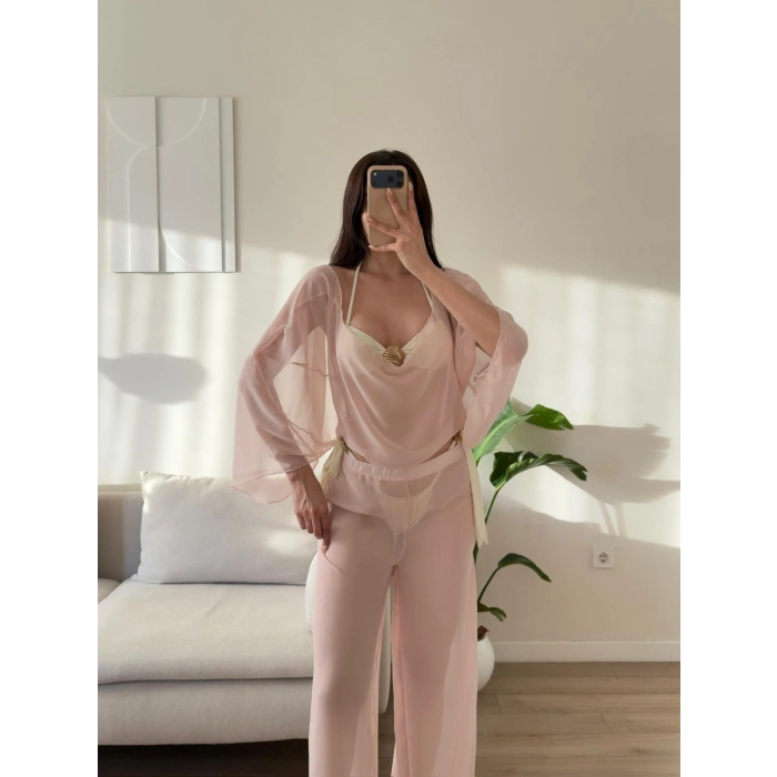 Pelerin Tül Pareo Takım - PEMBE
