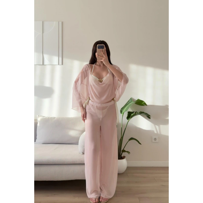 Pelerin Tül Pareo Takım - PEMBE