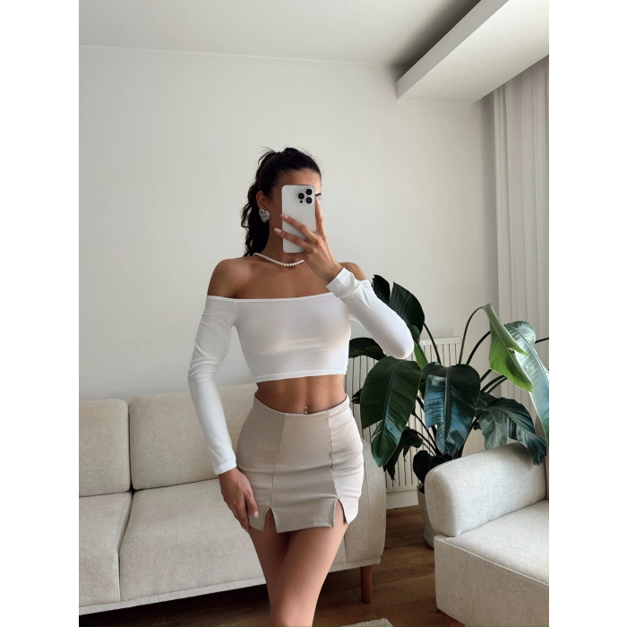 Madonna Yaka Crop - BEYAZ