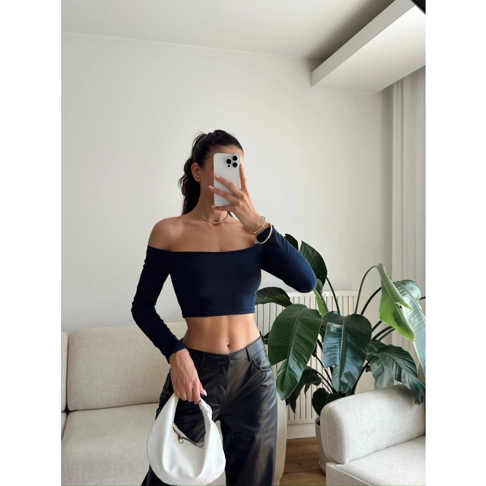 Madonna Yaka Crop - LACİVERT