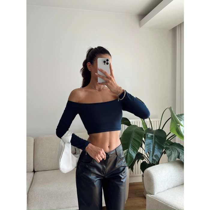 Madonna Yaka Crop - LACİVERT