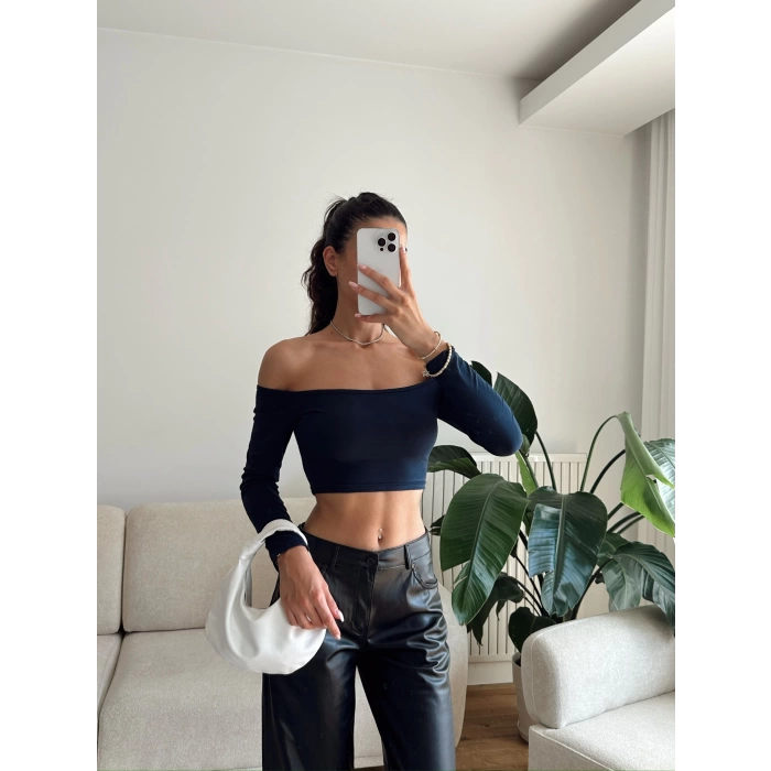 Madonna Yaka Crop - LACİVERT