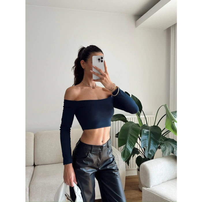 Madonna Yaka Crop - LACİVERT