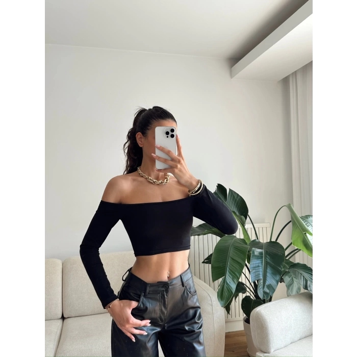 Madonna Yaka Crop - SİYAH
