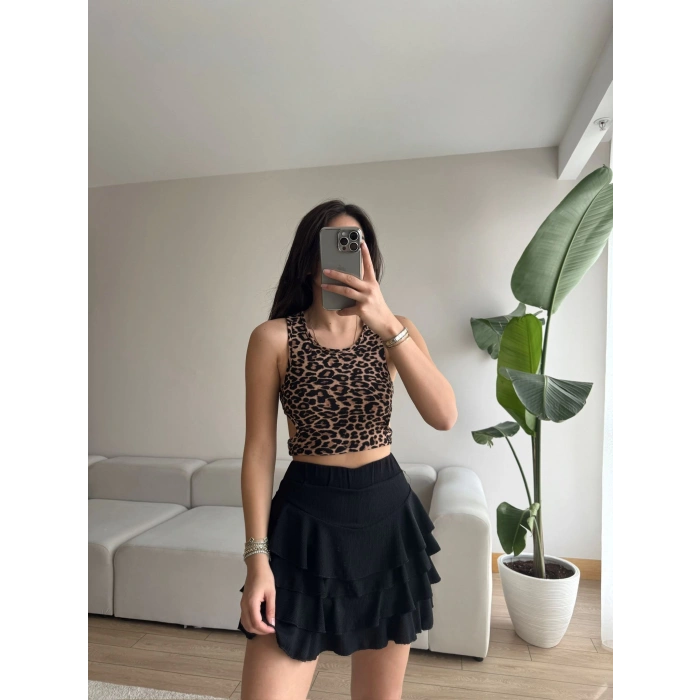 Pileli Kloş Etek-SİYAH