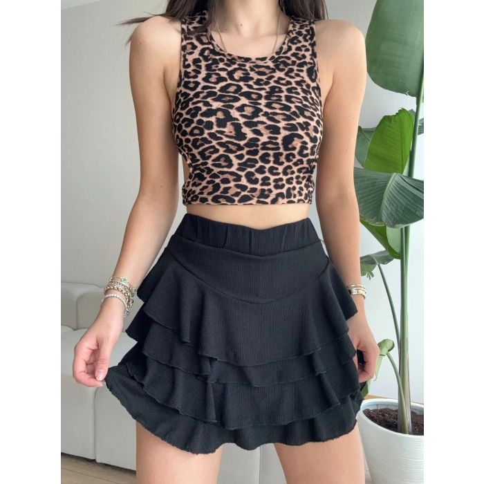 Pileli Kloş Etek-SİYAH