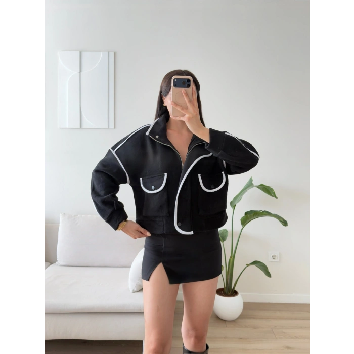 Premium Biyeli Oversize Ceket - SİYAH