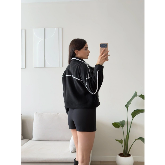 Premium Biyeli Oversize Ceket - SİYAH