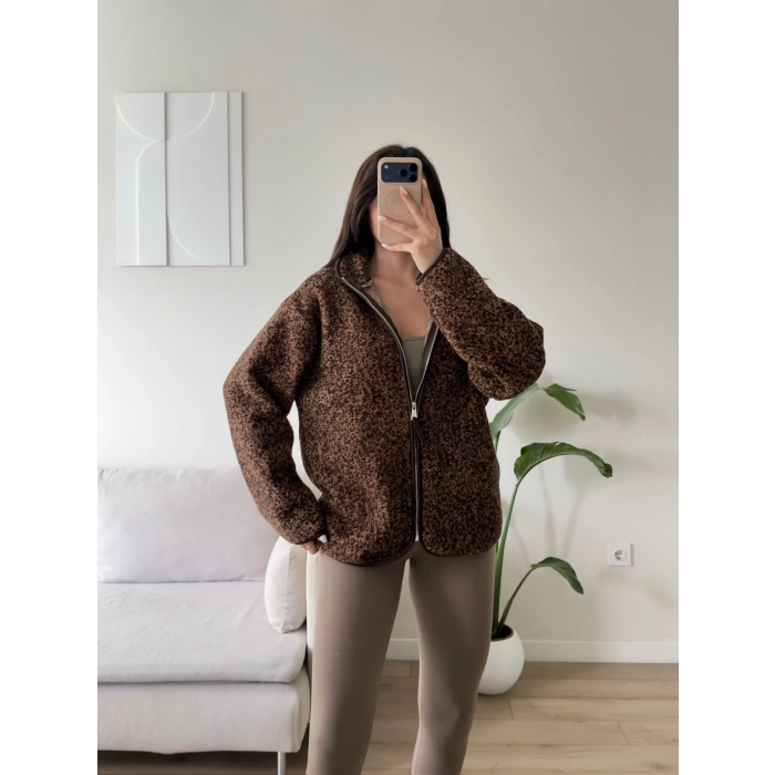 Premium Kırçıllı Oversize Ceket - KAHVE
