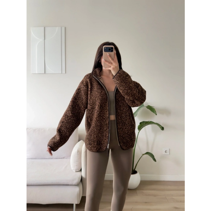 Premium Kırçıllı Oversize Ceket - KAHVE