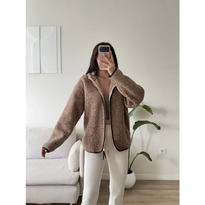 Premium Kırçıllı Oversize Ceket - TABA
