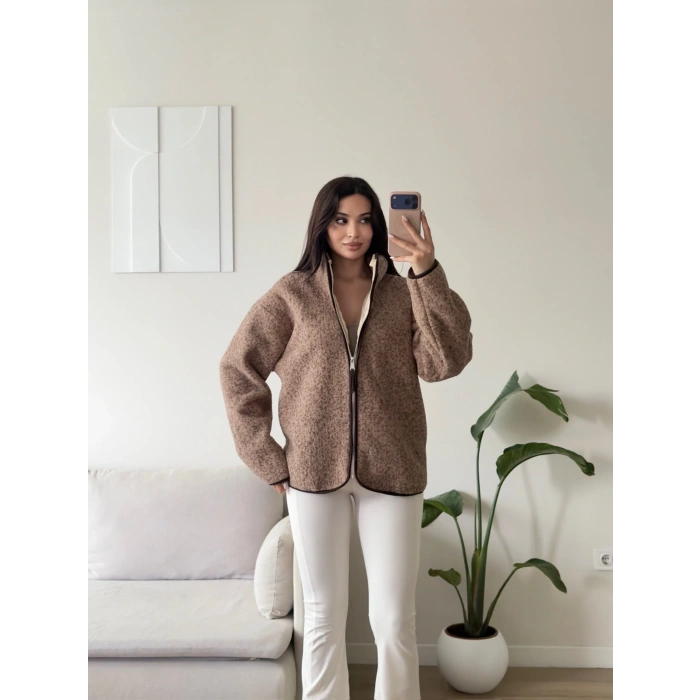 Premium Kırçıllı Oversize Ceket - TABA