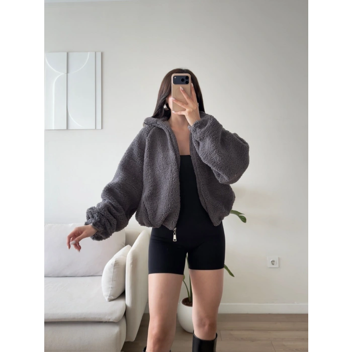 Premium Teddy Oversize Bomber - FÜME