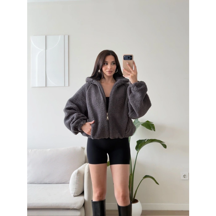 Premium Teddy Oversize Bomber - FÜME