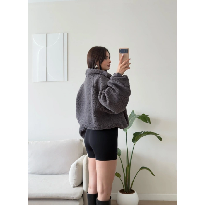 Premium Teddy Oversize Bomber - FÜME