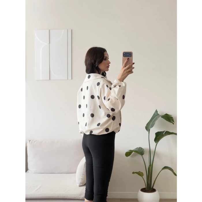 Puantiyeli Kruvaze Oversize Ceket