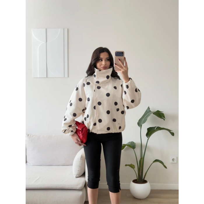 Puantiyeli Kruvaze Oversize Ceket