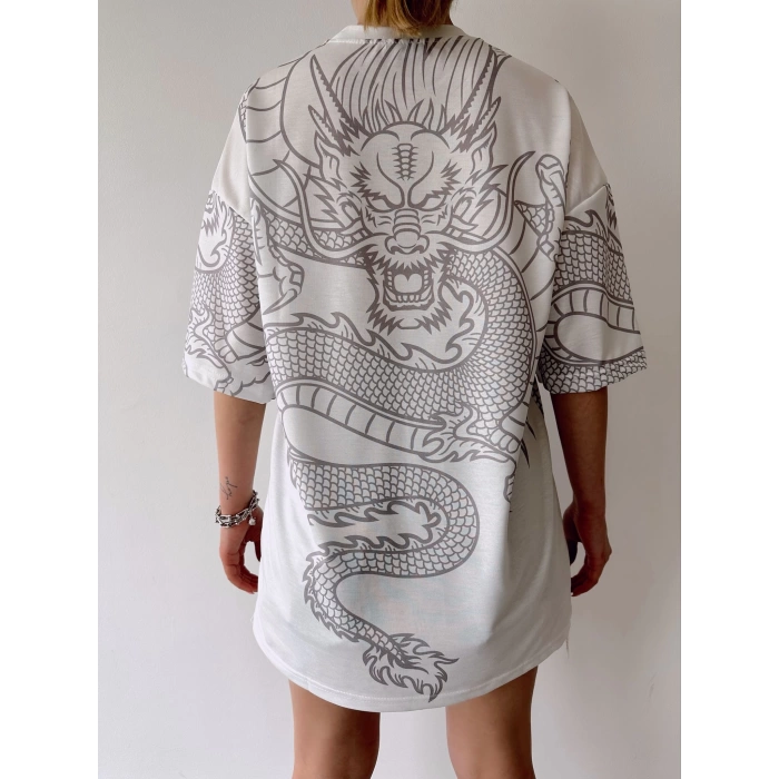 R&M Unisex Oversize T-shirt-BEYAZ