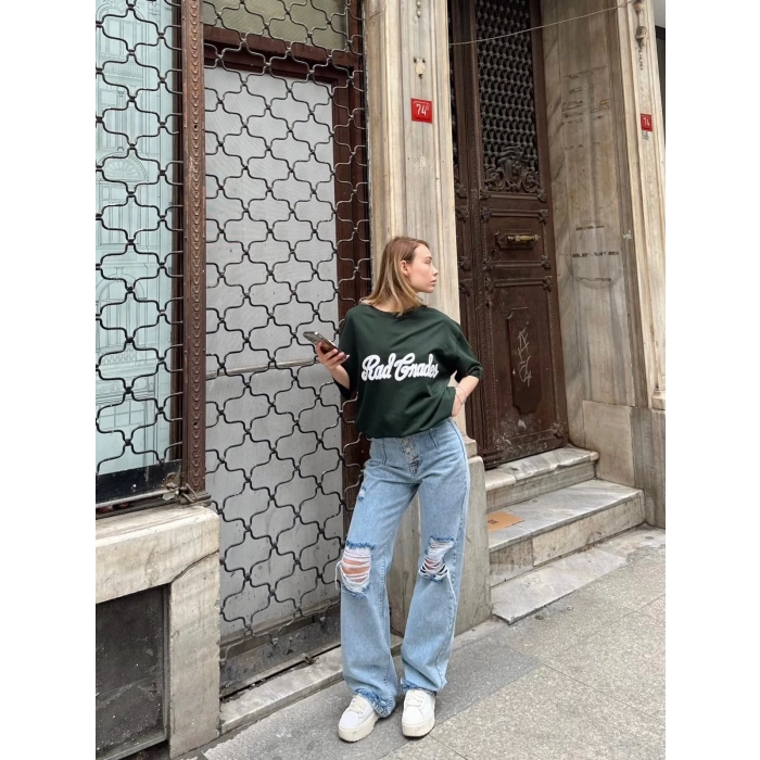 Rad Gnades Unisex Oversize T-shirt-YEŞİL