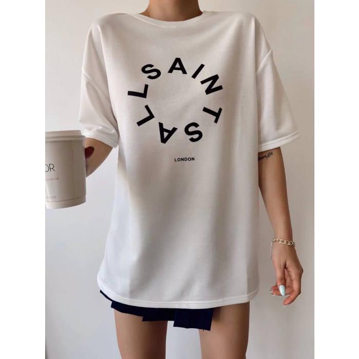 Saınt Sall Unisex Oversize T-shirt-BEYAZ