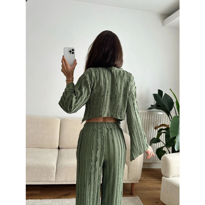 Salaş Crop & Pantolon Takım - YEŞİL