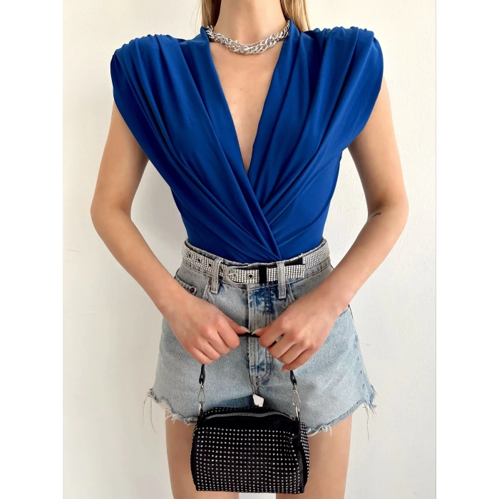 Sandy Kumaş Bodysuit-MAVİ