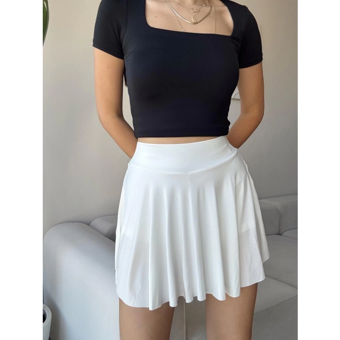 Sandy Şort Etek - BEYAZ