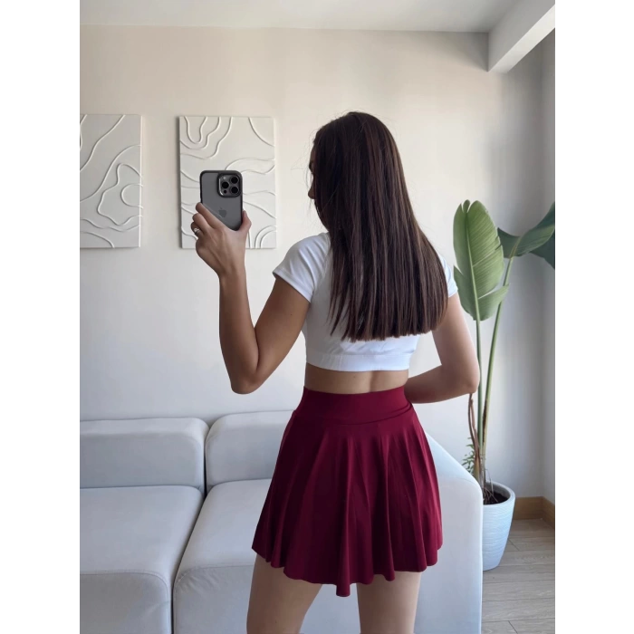 Sandy Şort Etek - BORDO