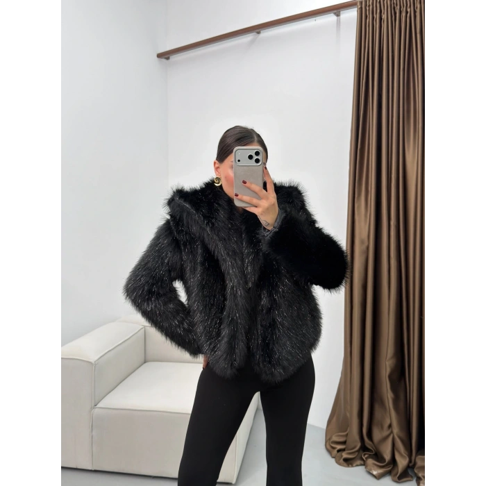 Simli Premium Kürk - SİYAH