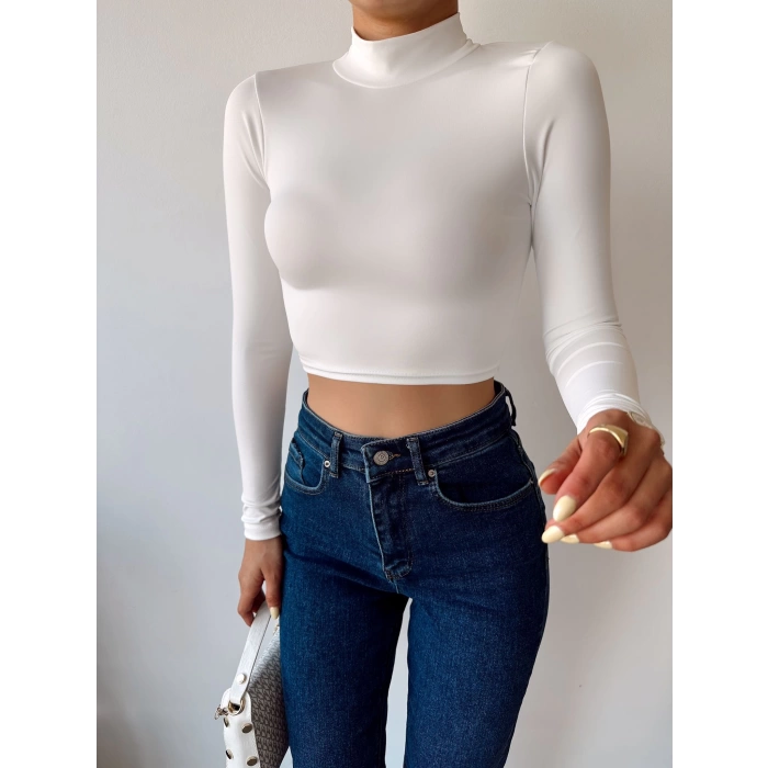 Sırt Bağcıklı Sandy Crop Bluz-BEYAZ