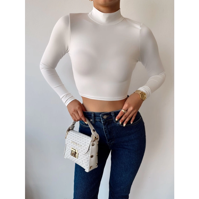 Sırt Bağcıklı Sandy Crop Bluz-BEYAZ