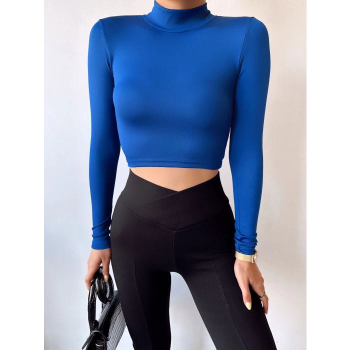 Sırt Bağcıklı Sandy Crop Bluz-MAVİ