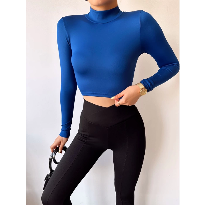 Sırt Bağcıklı Sandy Crop Bluz-MAVİ