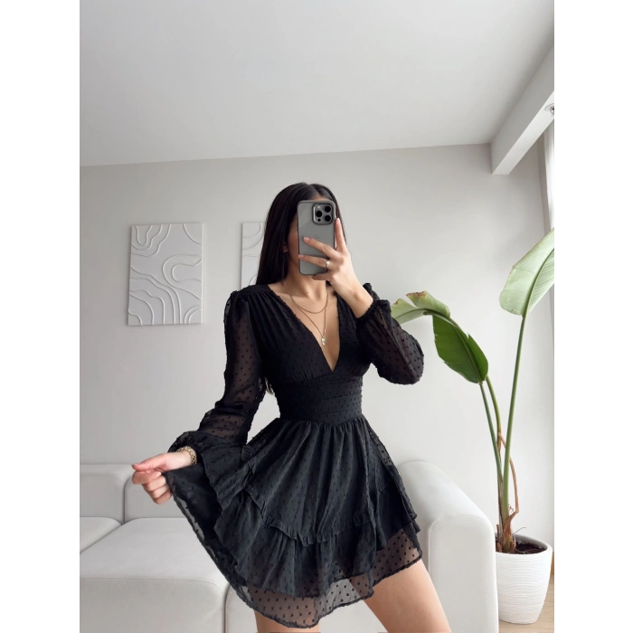 Bel Korse Şortlu Elbise - SİYAH