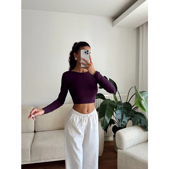 Sırt Dekolte Crop - MOR