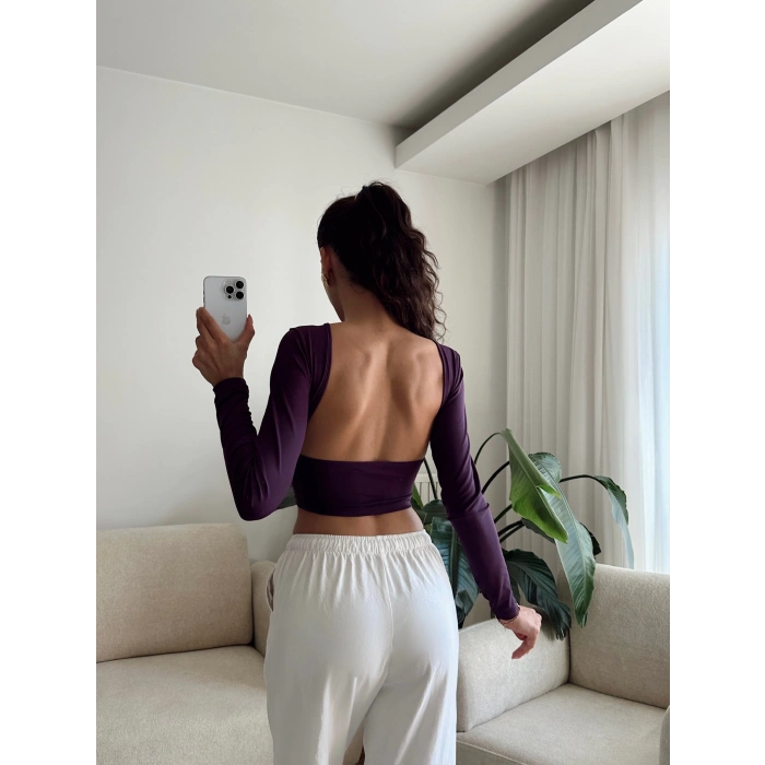 Sırt Dekolte Crop - MOR