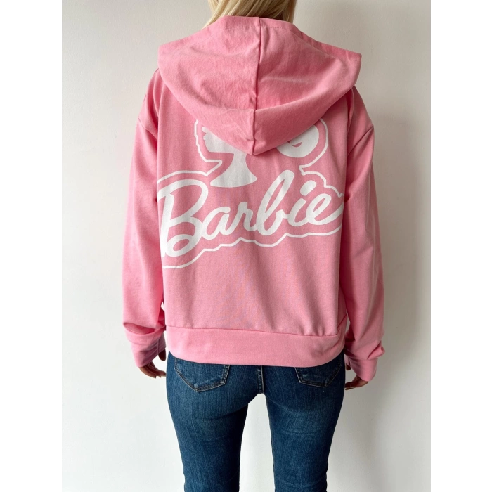 Sırt Detay Cepli Barbie Hırka-PEMBE
